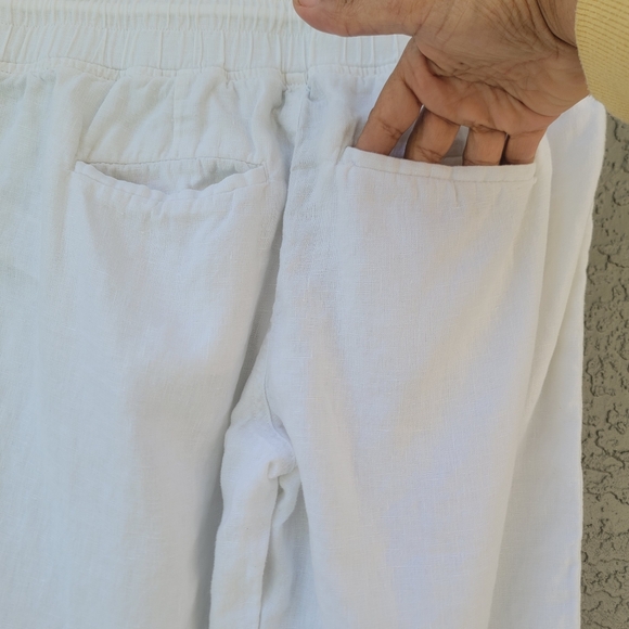 Athleta Cabo 100% Linen  Wide Leg Pants White size 6 - Picture 9 of 10